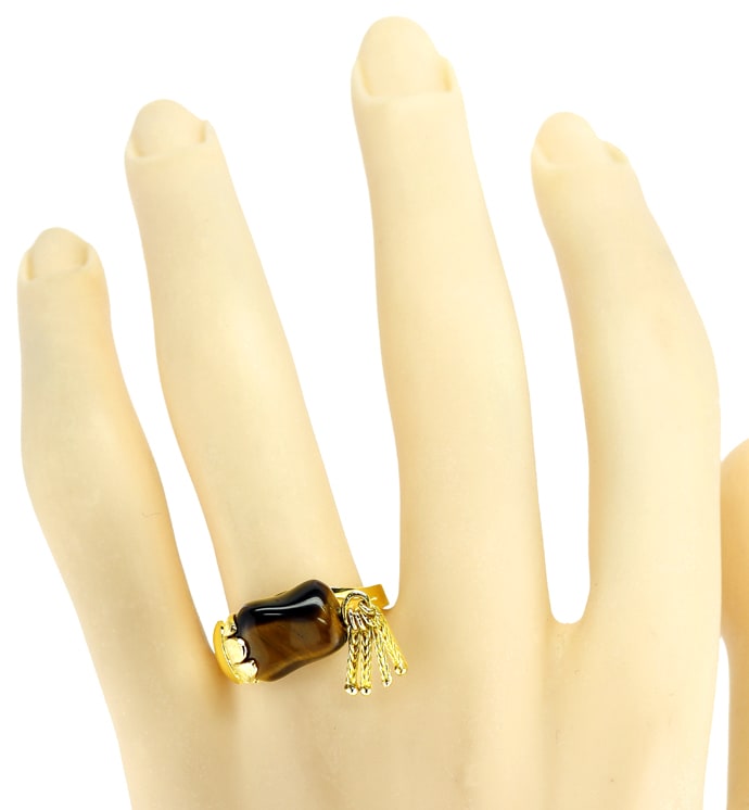 Foto 4 - Designer-Ring mit Tigerauge in 14K Gelbgold, R1312