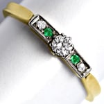 Smaragde-Diamanten-Ring Gelbgold Platin antik