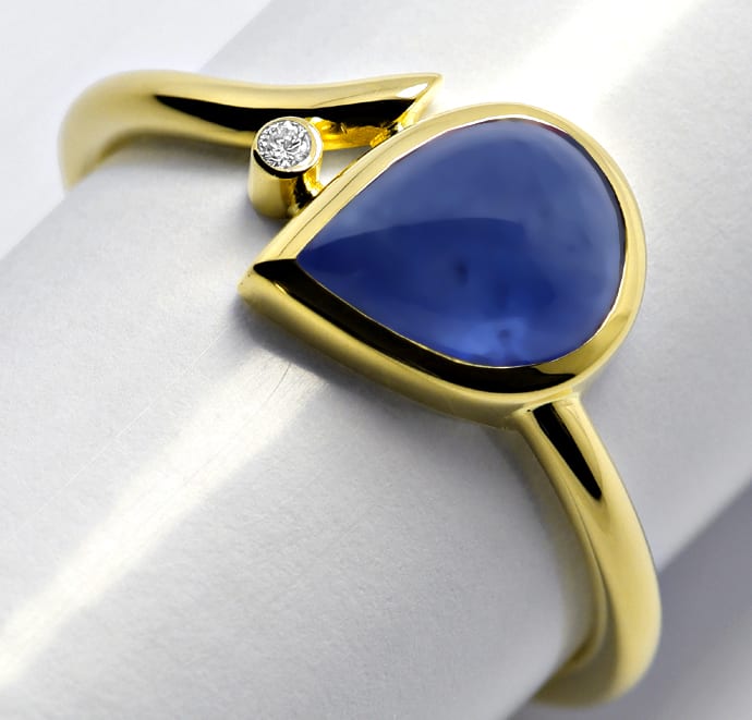 Foto 1 - Design-Ring blauer Saphir lupenreiner Diamant, R1399