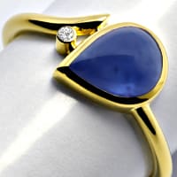 zum Artikel Design-Ring blauer Saphir lupenreiner Diamant, R1399