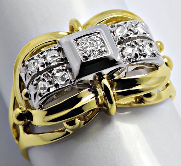 Foto 1 - Damenring Handarbeit antik Diamanten 14K Gold, R1405