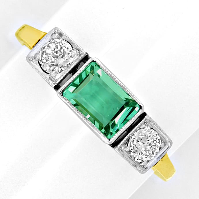 Foto 2 - Antiker Ring Diamanten Smaragd Gelbgold Platin, R1418