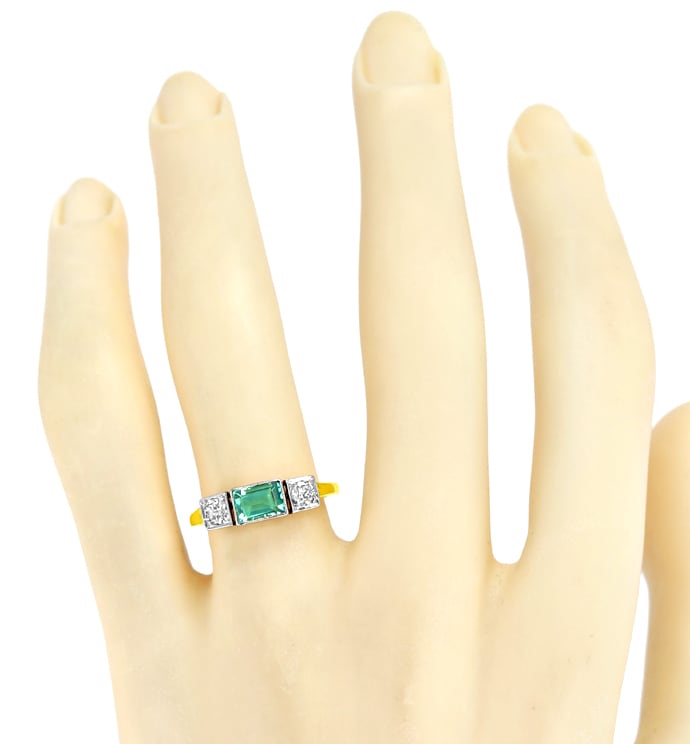 Foto 4 - Antiker Ring Diamanten Smaragd Gelbgold Platin, R1418