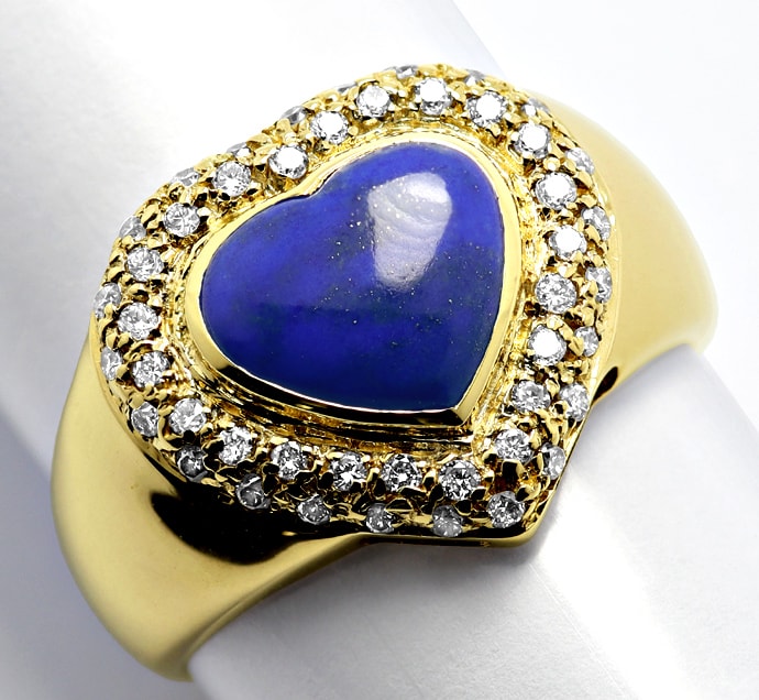 Foto 1 - Goldring blaues Lapislazuli-Herz 46 Diamanten, R1420
