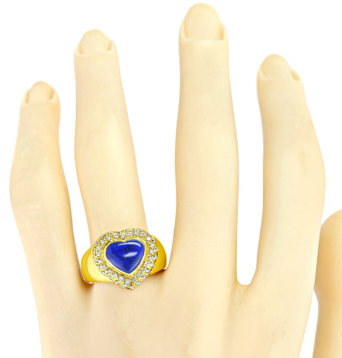 Foto 4 - Goldring blaues Lapislazuli-Herz 46 Diamanten, R1420