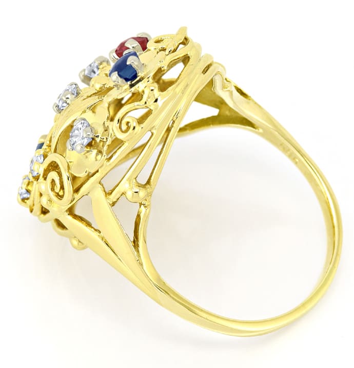Foto 3 - Damenring Diamanten Saphire Rubine 14K Gold, R1428