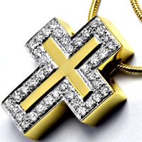 zum Artikel Diamanten-Kreuz-Anhänger mit Schlangenkette, R1430