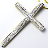 zum Artikel 170 Diamanten in Kreuz-Anhänger mit Goldkette, R1431