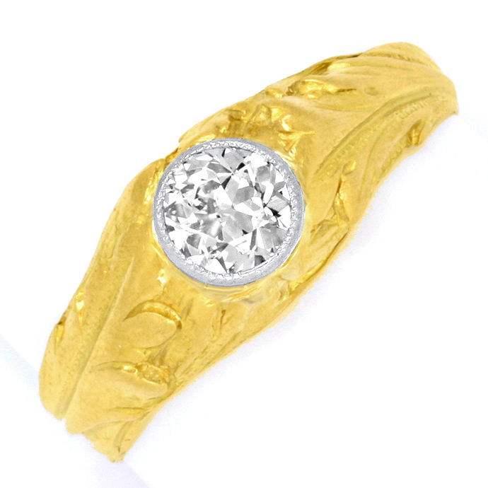 Altschliff 0,46ct Diamantring massiv Gelbgold-Weißgold, aus Designer-Solitär-Diamantringe Brillantringe