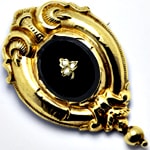 Schaumgold-Biedermeier Brosche Onyx Perlen