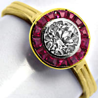 zum Artikel Antiker Ring 0,7ct Diamant-Solitär Top-Rubine, R1534
