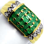 Gold-Bandring Brillanten 2ct Smaragd-Carrees
