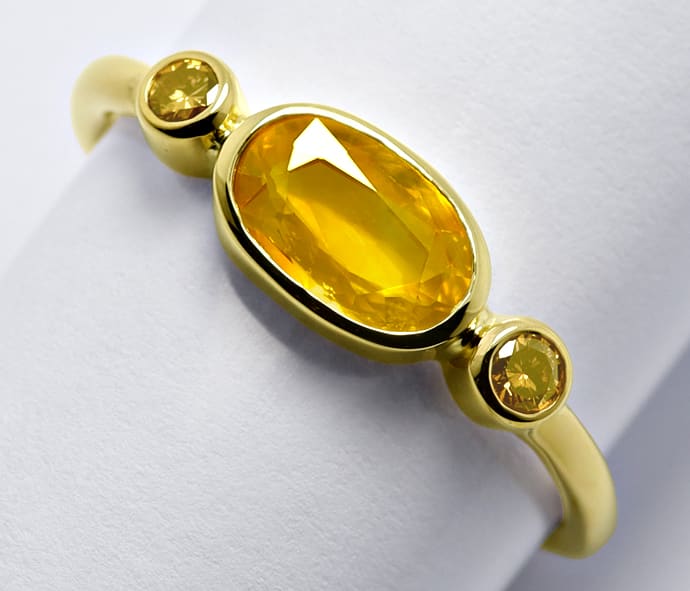 Foto 1 - Diamanten-Gelbgoldring 1,45ct gelber Saphir, R1578