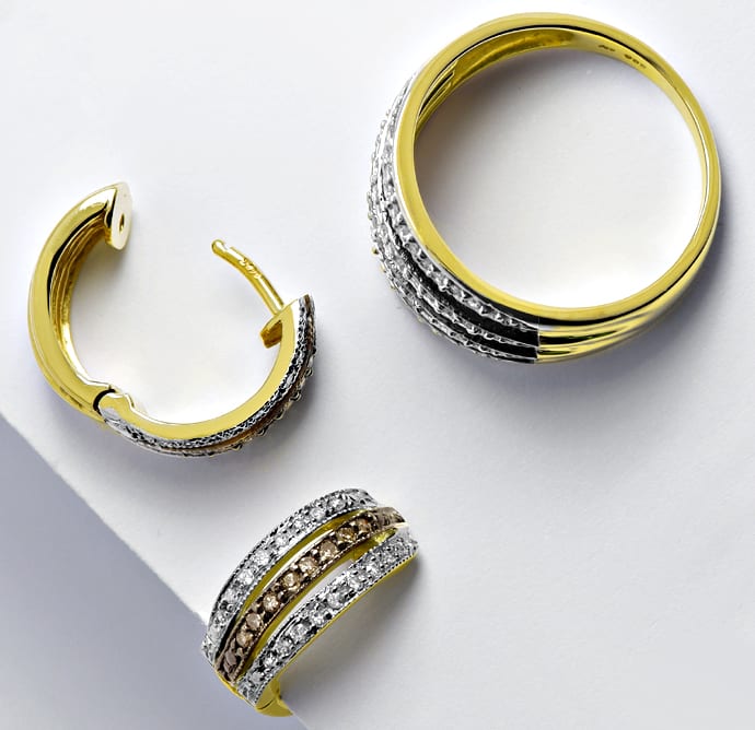 Foto 1 - Schmuckset 137 Diamanten Ring und Ohrringe, R1600