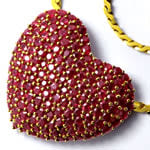 Riesen Herz Collier 147 Rubine Kette Rotgold