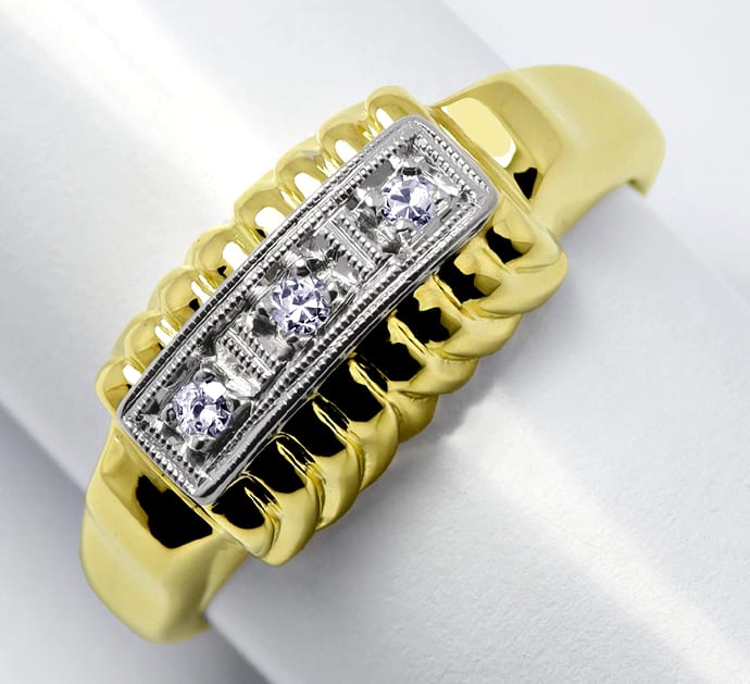 Foto 1 - Diamanten-Damenring 14K Gelbgold und Weißgold, R1624