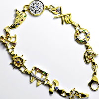 zum Artikel Gold-Armband Seefahrer Motive Farb-Edelsteine, R1709