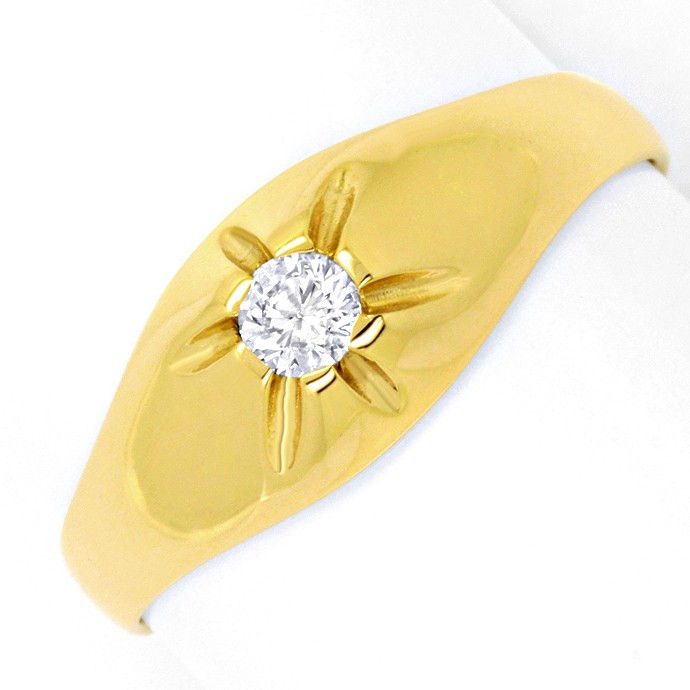 Brillant-Diamant-Krappen Bandring 0,15 Solitär Gelbgold, aus Designer-Solitär-Diamantringe Brillantringe