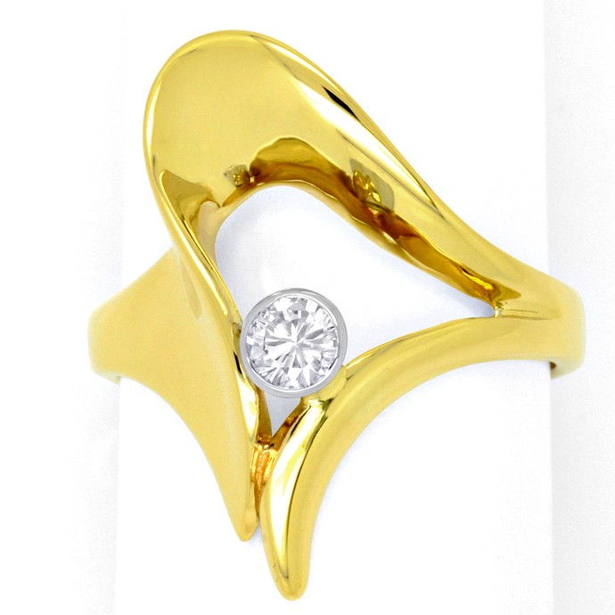 Super Designer-Brillant-Diamant-Ring Gelbgold-Weißgold, aus Designer-Solitär-Diamantringe Brillantringe