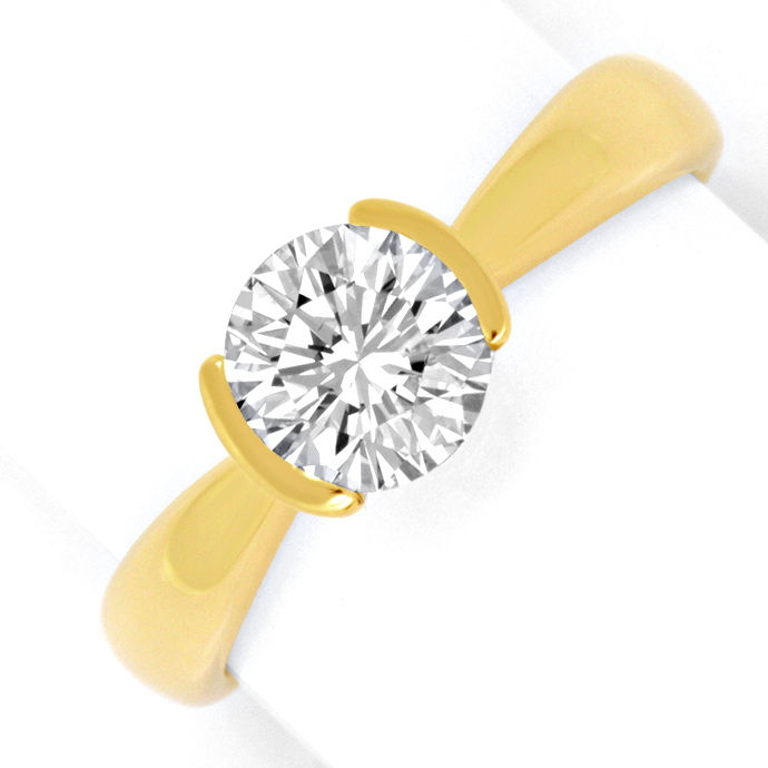 Moderner Brillant-Diamant-Ring Einkaraeter 14K Gelbgold, aus Designer-Solitär-Diamantringe Brillantringe