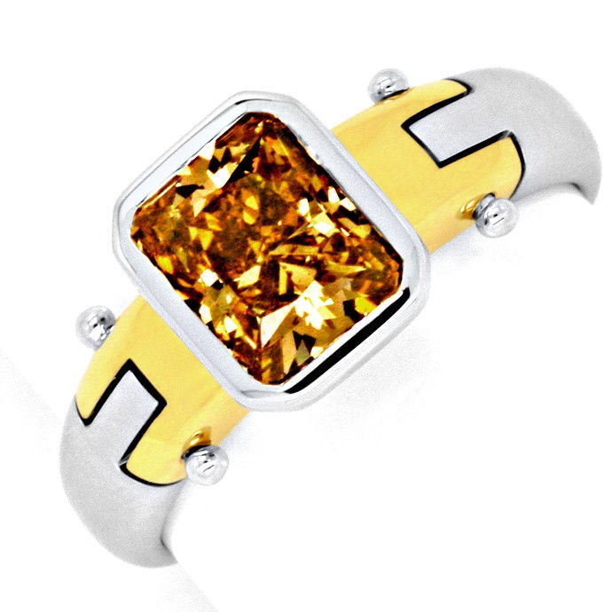 1,59 Carat Goldbraun Diamantring 18K Gelbgold-Weißgold, aus Designer-Solitär-Diamantringe Brillantringe