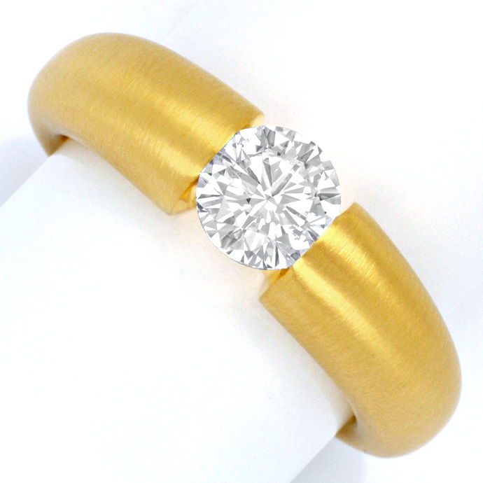 Brillant-Spannring 0,92ct Top Wesselton SI 18K Gelbgold, aus Designer-Solitär-Diamantringe Brillantringe