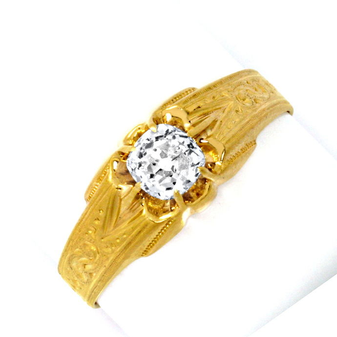 Original antiker Diamant-Ring Halbkaraeter 14K Gelbgold, aus Designer-Solitär-Diamantringe Brillantringe