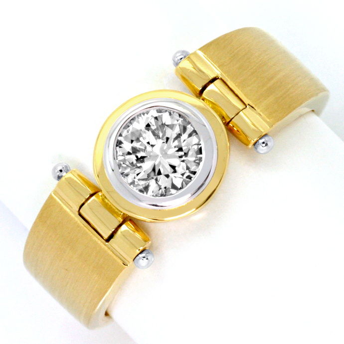 Designer-Brillant-Ring Solitaer 0,63 Gelbgold-Weißgold, aus Designer-Solitär-Diamantringe Brillantringe