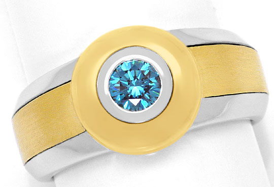 Foto 2 - Diamantring mit 0,35 Blauem Brillant Gelbgold-Weißgold, R4810