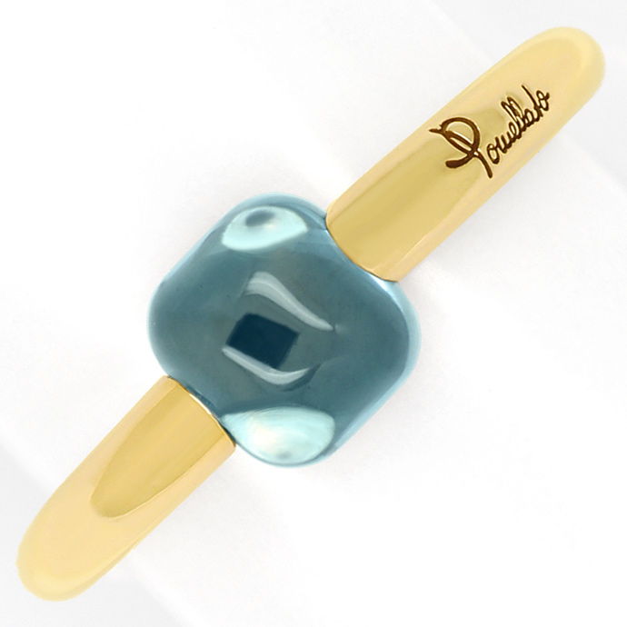 Pomellato Ring mit blauem Topas Cabochon 750er Rosegold, aus Edelstein Farbstein Ringen