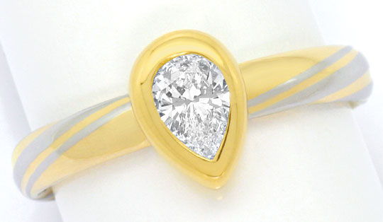 Foto 2 - Platin-Gold-Ring, Lupenreiner Wesselton Diamant Tropfen, R4823