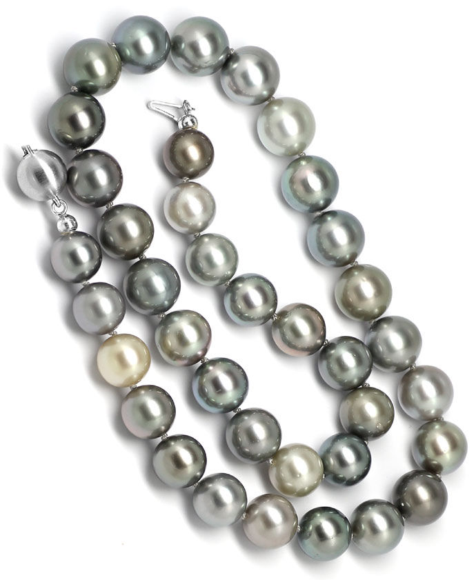 Foto 3 - Tahiti Perlkette in Silber Multicolor, Weißgoldschloss, R5449