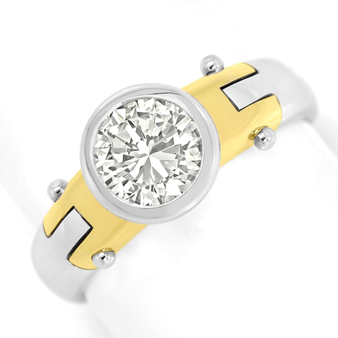 Brillant-Solitär-Design-Ring 1,02ct 18K Bicolor Gold, aus Designer-Solitär-Diamantringe Brillantringe