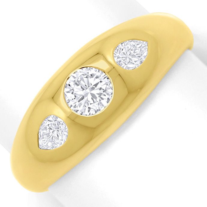 Lupenreiner Gold-Brillant Bandring mit Diamant Tropfen, aus Designer-Solitär-Diamantringe Brillantringe