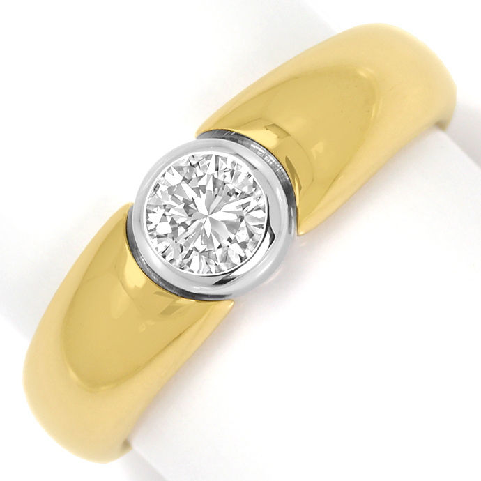 Gelbgold-Weißgold-Bandring Lupenreiner 0,45ct Brillant, aus Designer-Solitär-Diamantringe Brillantringe