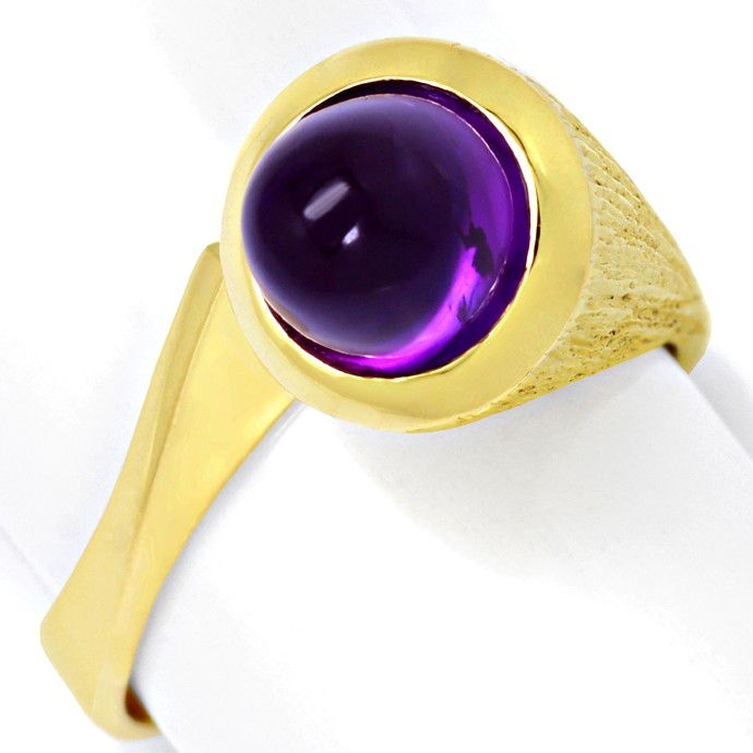 Designer-Amethyst Gold-Ring 3,5ct Amethyst Cabochon 14K, aus Edelstein Farbstein Ringen