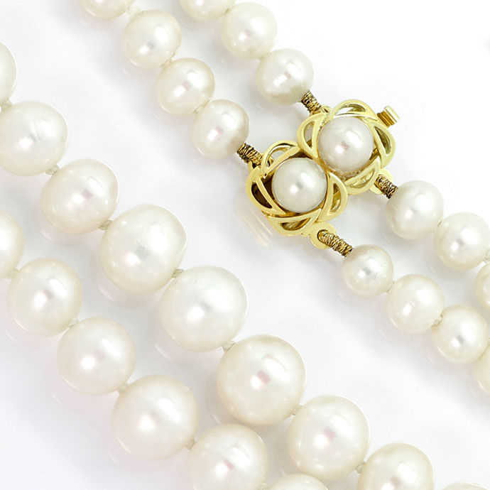 Foto 2 - Zweireihiges Perlen Collier mit 14K Gelbgold-Verschluss, R7320
