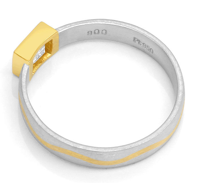 Foto 3 - Platin Gelbgold Design-Ring mit 0,44ct Diamant Baguette, R7357