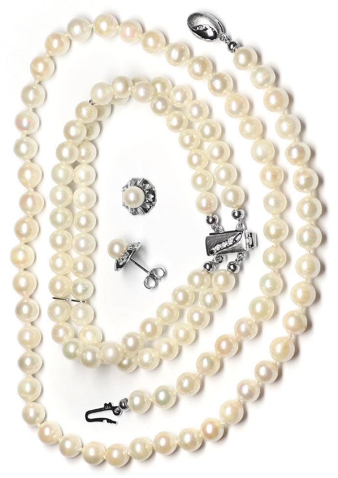Foto 5 - Perlen-Kette Armband  Ohrringe mit Diamanten-Weißgold, R7382