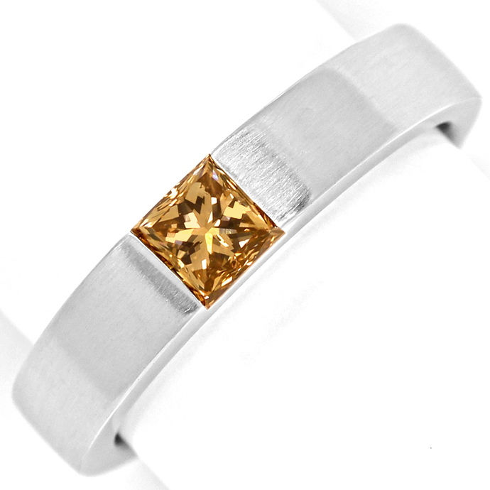 Weißgoldring 0,56 ct Princess Diamant Fancy Brown, IGI, aus Designer-Solitär-Diamantringe Brillantringe
