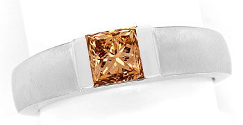Foto 1 - Ring mit 1,06ct Princess Diamant Lupenrein, Fancy Brown, R7866
