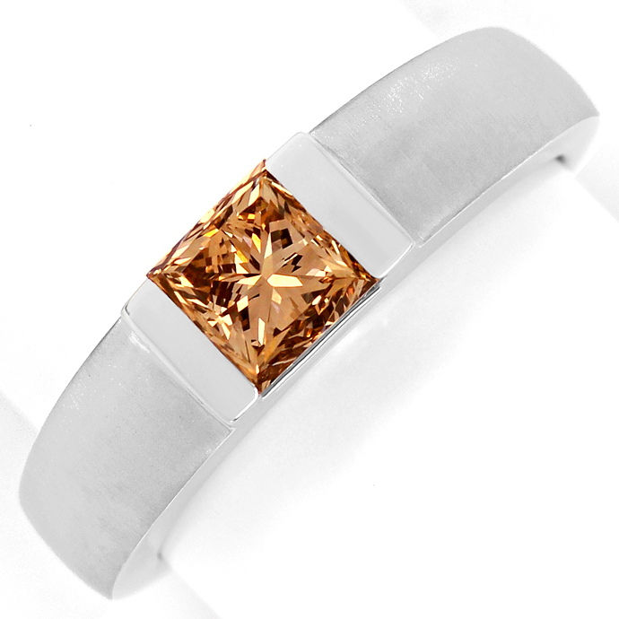 Ring mit 1,06ct Princess Diamant Lupenrein, Fancy Brown, aus Designer-Solitär-Diamantringe Brillantringe
