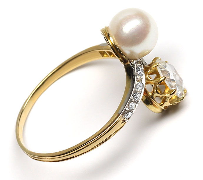 Foto 3 - Ring antik mit riesiger Diamant Rose Perle, Gold-Platin, R7953