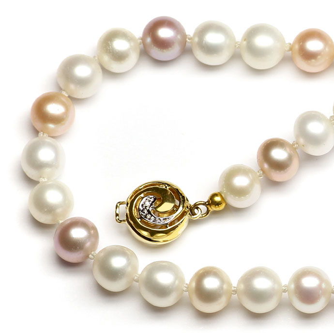 Foto 2 - Pastell Multicolor Perlenkette mit Diamanten Verschluss, R8369