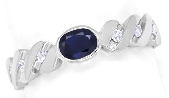 Foto 1 - Weißgold-Ring mit blauem Saphir und Diamanten in 585er, R8521