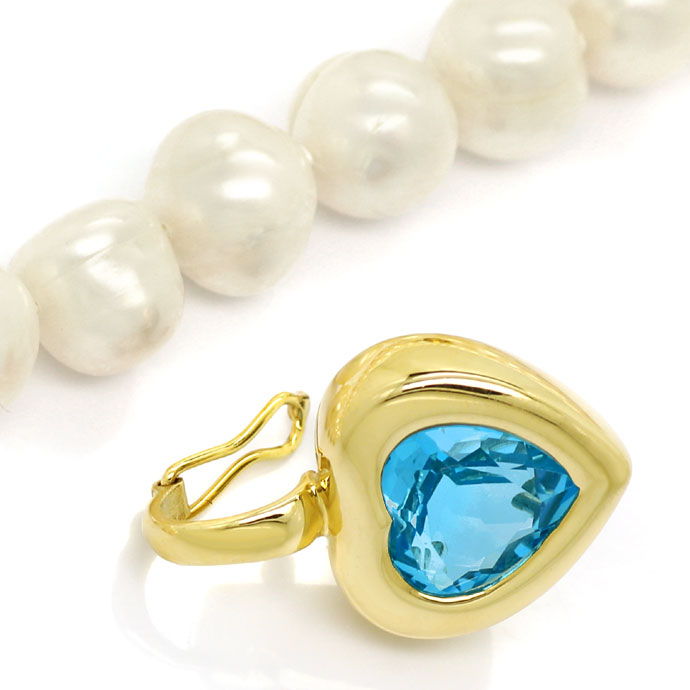 Foto 2 - Blaues Topas Herz 3,5ct in Clip Anhänger an Perlenkette, R8594