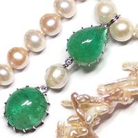 zum Artikel 61ct Monster Smaragde als 3 Perlen Colliers, Handarbeit, R8889