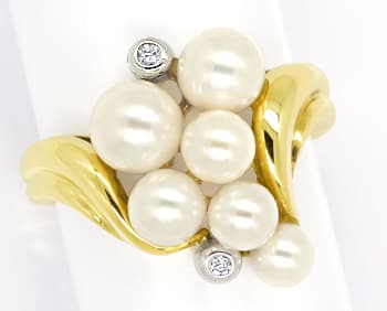 Foto 1 - Wundervoller dekorativer Perlen Diamanten-Ring 14K Gold, R8972