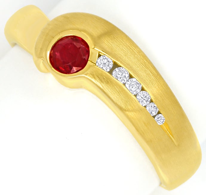 Foto 2 - Rubin und Brillanten in wunderschönem 14K Gelbgold-Ring, R8975
