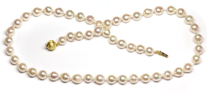 Foto 1 - Wunderbare barocke Akoya Perlenkette  7,5mm Kugelschloß, R9149